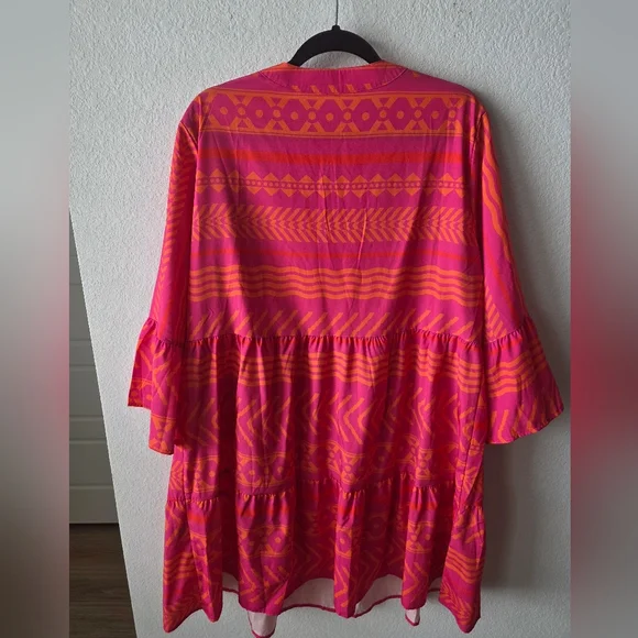 SHEIN Pink and Orange Aztec CHIC Patterned Dress - Picture 2 of 8